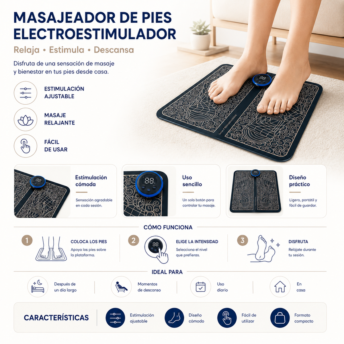 Masajeador de pies electroestimulador