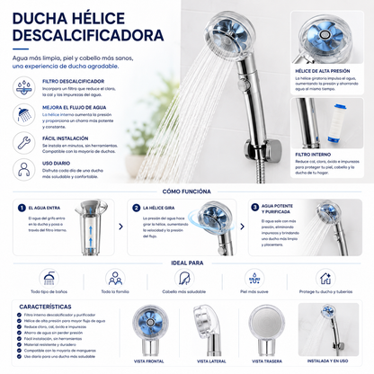 Ducha hélice descalcificadora