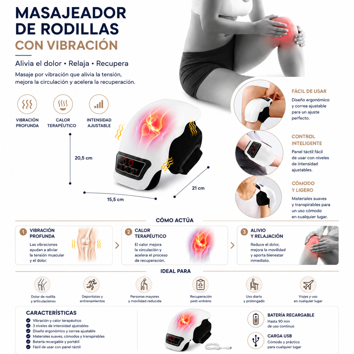 Masajeador de Rodillas con vibración